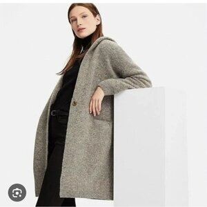 UNIQLO | 100% Wool Hooded Sweater Jacket Cardigan Gray Blue Sz SMALL